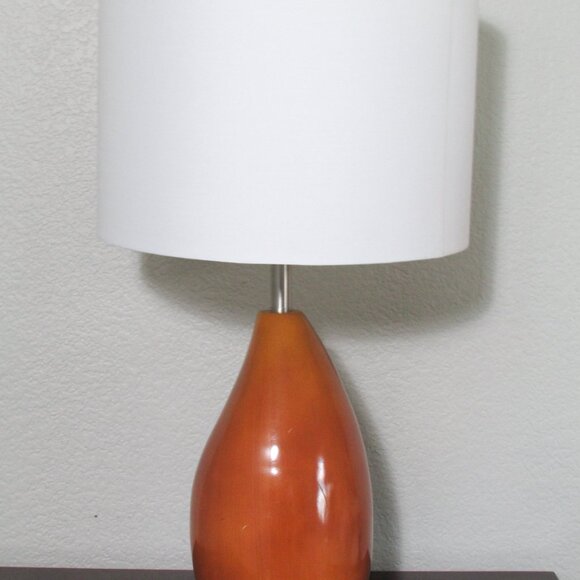 Mid Century Modern Bean Shaped Base Wood Tone Lamp - Picture 6 of 8